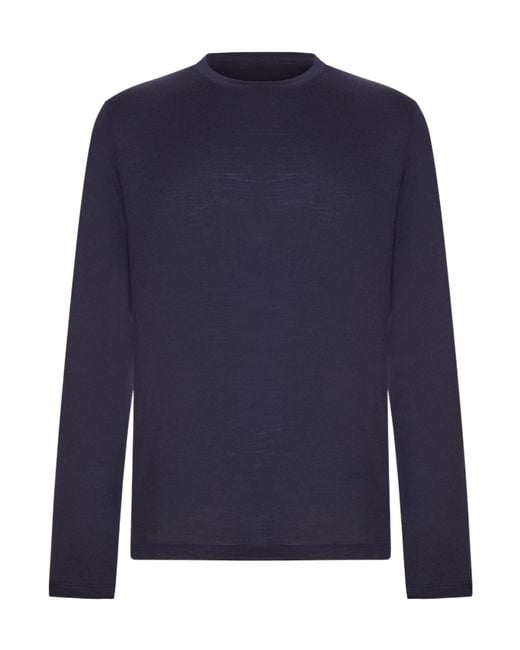 Herno Blue Long-Sleeve Wool T-Shirt for men