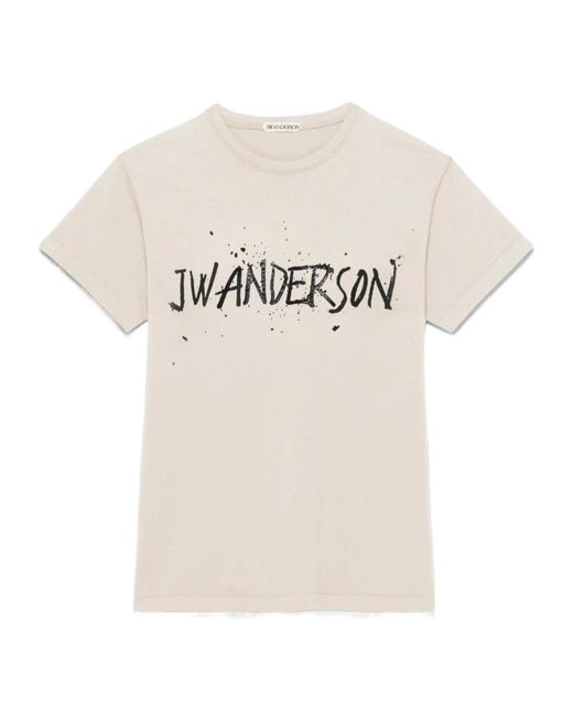 J.W. Anderson White Jw Anderson Logo Printed Crewneck T-Shirt for men
