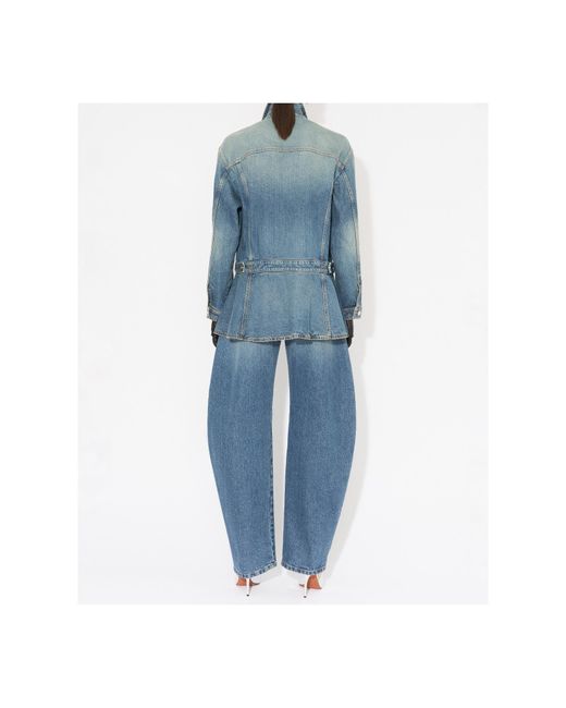 Alaïa Blue Alaïa Denim Peplum Jacket