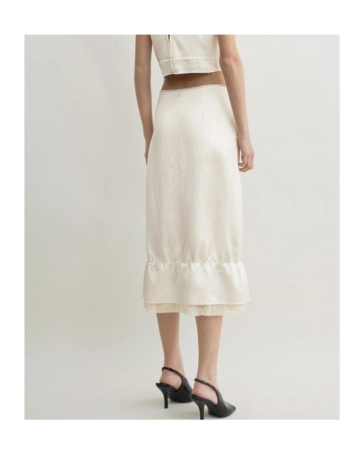 Totême  White Layered Satin Skirt