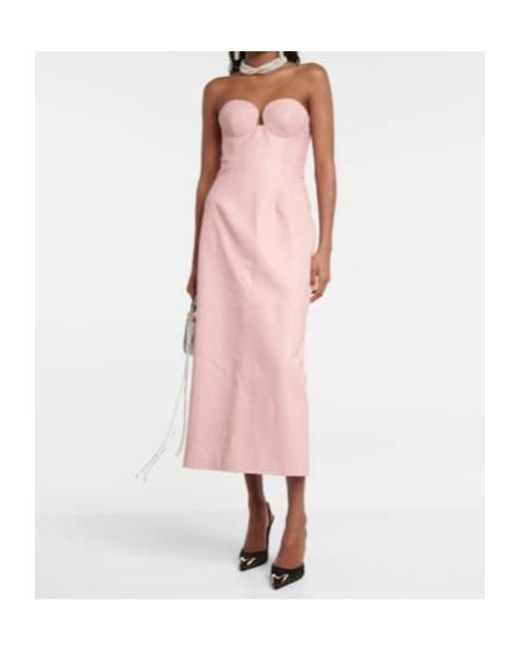 Magda Butrym Pink Leather Bustier Midi Dress