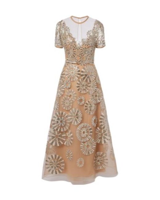 Elie Saab Natural Sequined Gown
