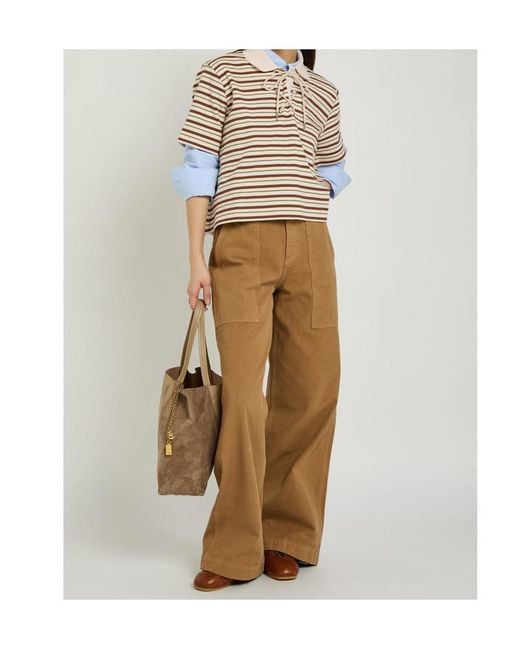 Moncler Natural Striped Cotton Polo Shirt