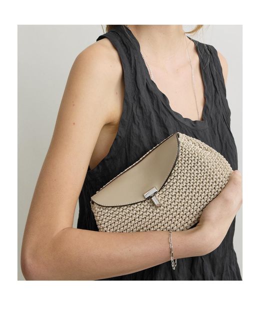 Totême  Natural Totême Mini T-Lock Woven Clutch Bag