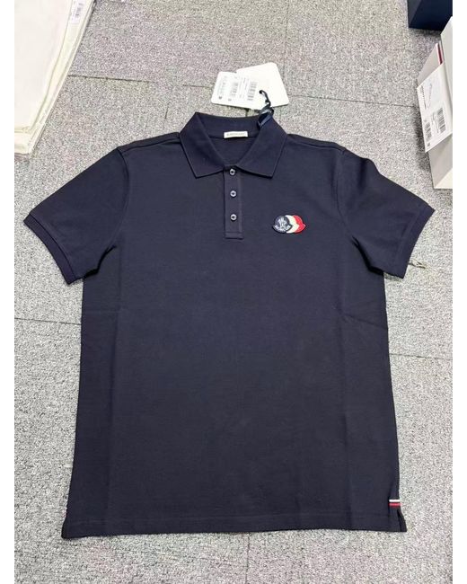 Moncler Blue Logo Patch Polo Shirt for men
