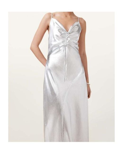 AllSaints White Alexia Strappy Asymmetric Dress
