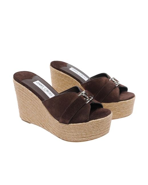 Jimmy Choo Gray Leda Wedges Sandals