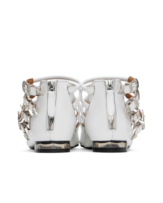 Toga White Polido Multi Strap Ballerina Flats