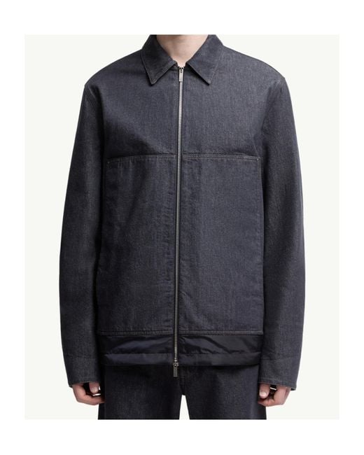 Moncler Blue Zip-Up Denim Jacket for men