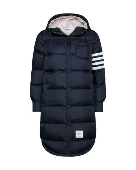 Thom Browne Blue Hooded 4-Bar Parka