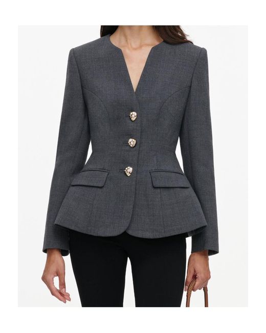 Self-Portrait Black Wool Collarless Jacket