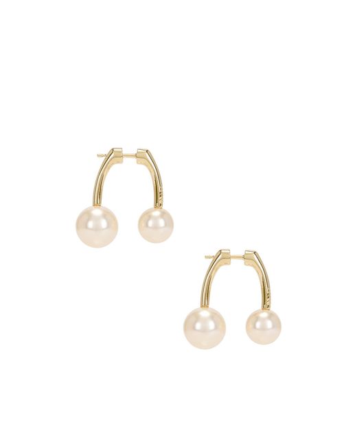Miu Miu Metallic Faux Double-Pearl Earrings