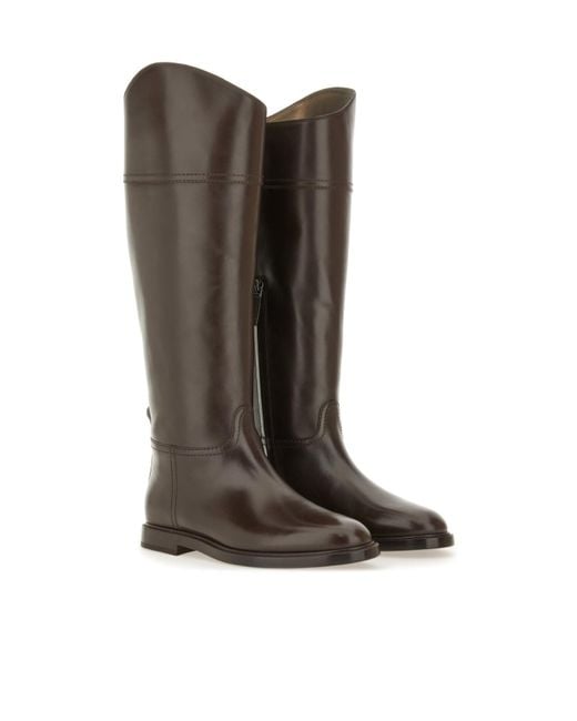 Brunello Cucinelli Brown Zip Detailed Boots