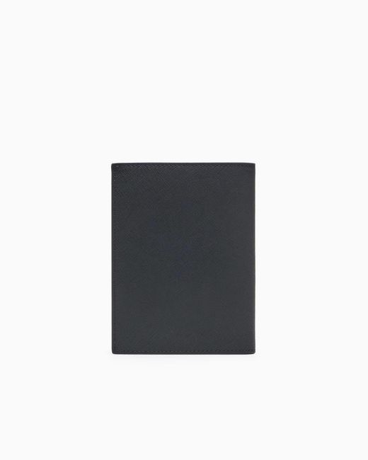 Emporio Armani Black Logo Plaque Bi-Fold Cardholder for men