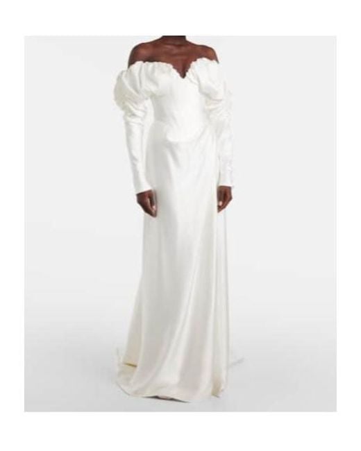 Vivienne Westwood White Bridal Ember Off-Shoulder Satin Corset Gown