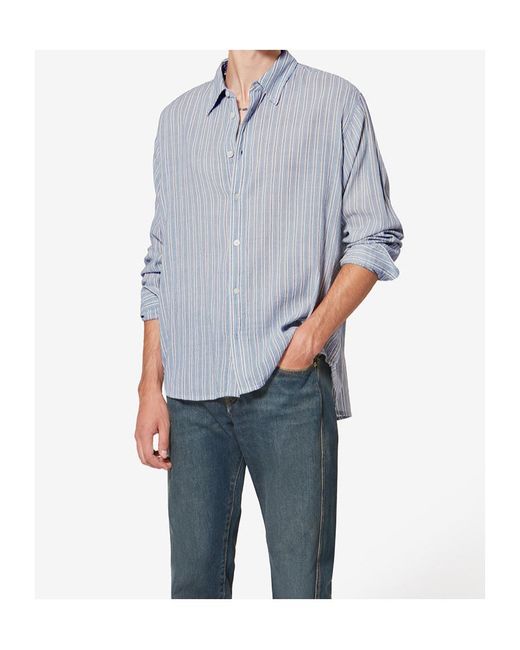 Isabel Marant Blue Cybilio Striped Shirt for men