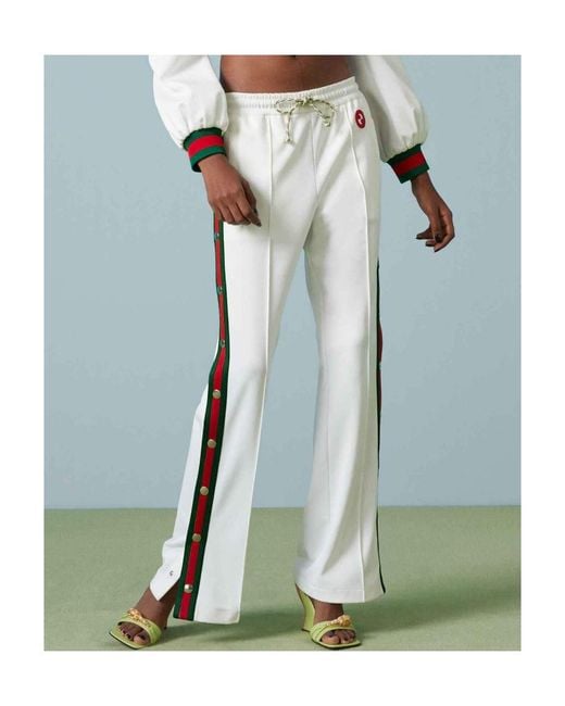 Gucci White Web-Stripe Press-Stud Track Pants