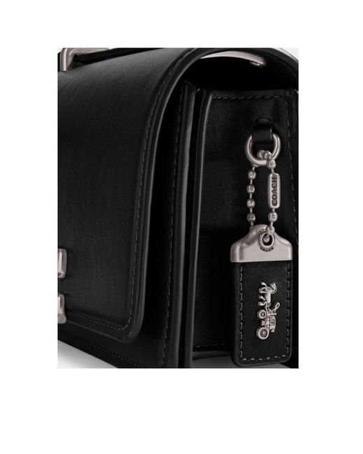 COACH Luxe Refined Calf Leather Bandit Crossbody Black One Size