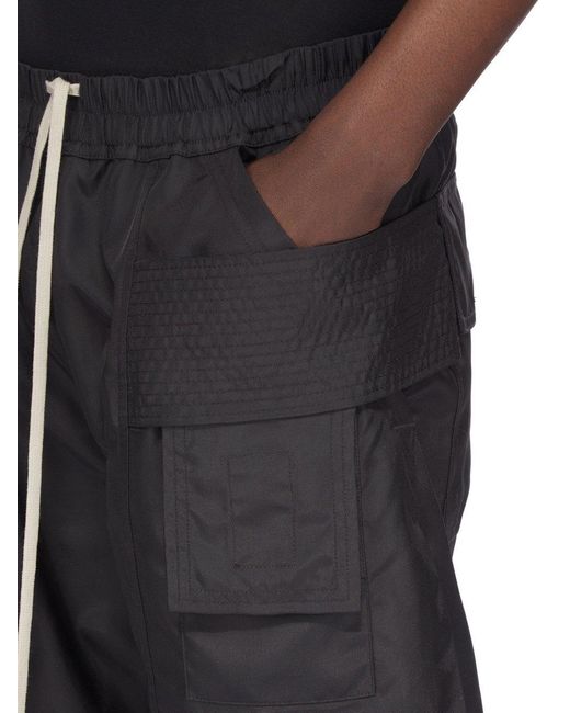 Rick Owens Black Drawstring Cargo Shorts for men