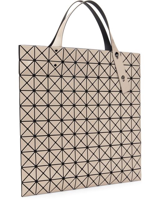 Issey Miyake Natural Geometric Patterned Top Handle Bag