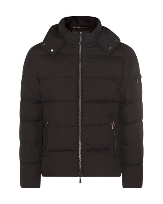 Moorer Black Quilted Zip-Up Down Jacket for men