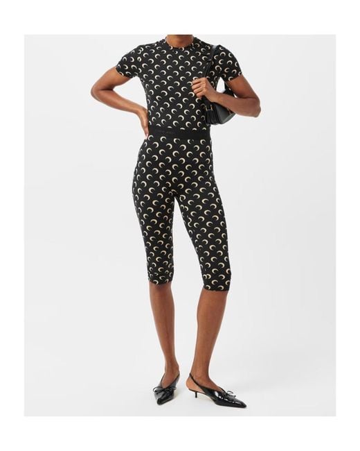 MARINE SERRE Black Moon Print Sports Shorts