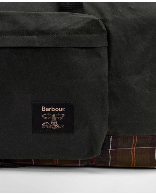 Barbour Black Tartan-Panel Holdall for men