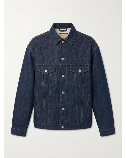 Gucci Blue Collared Button-Up Denim Jacket for men