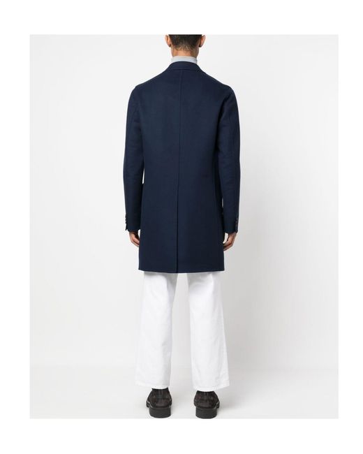 Colombo Blue Notched-Collar Single-Breasted Coat for men