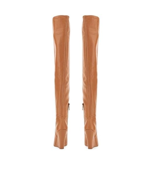 Stuart Weitzman White Logo High-Heeled Boots