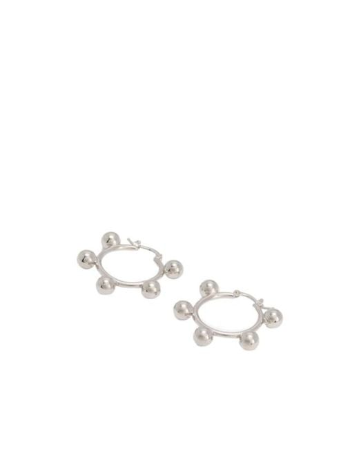 Jil Sander White Logo Engraved Hoop Earrings