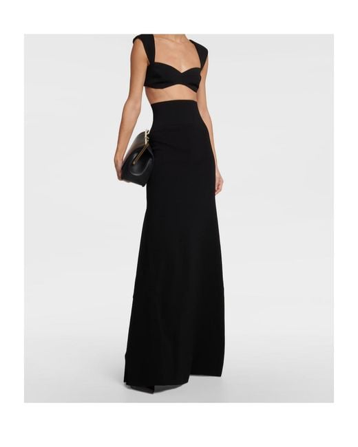 Victoria Beckham Black High-Waisted Midi Skirt