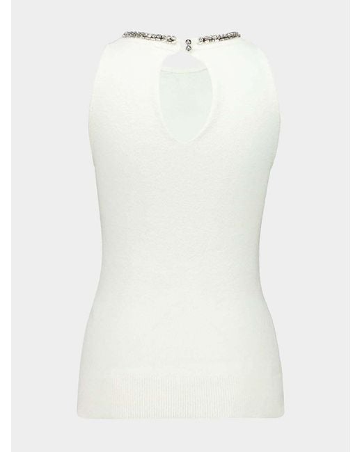Rabanne White Rabanne Embellished Sleeveless Knitted Top