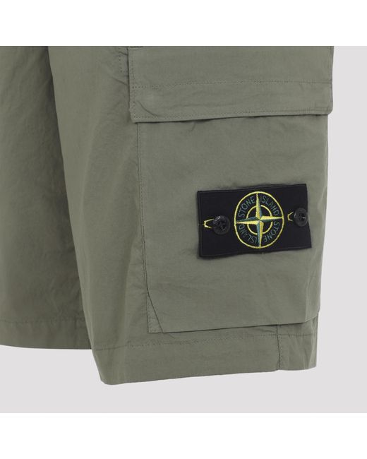 Stone Island Green Button Shorts for men