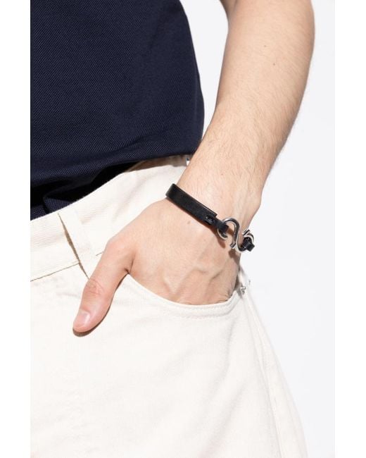 Ferragamo White Ferragamo Gancini Hook Bracelet for men