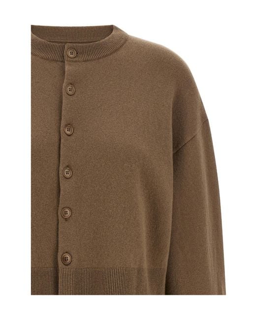 Extreme Cashmere Brown Crew-Neck Cardigan