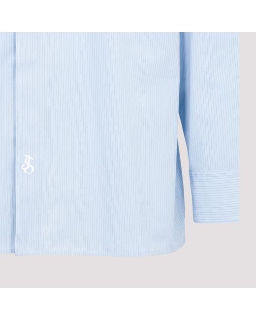 Jil Sander Blue Pinstriped Long-Sleeved Shirt for men