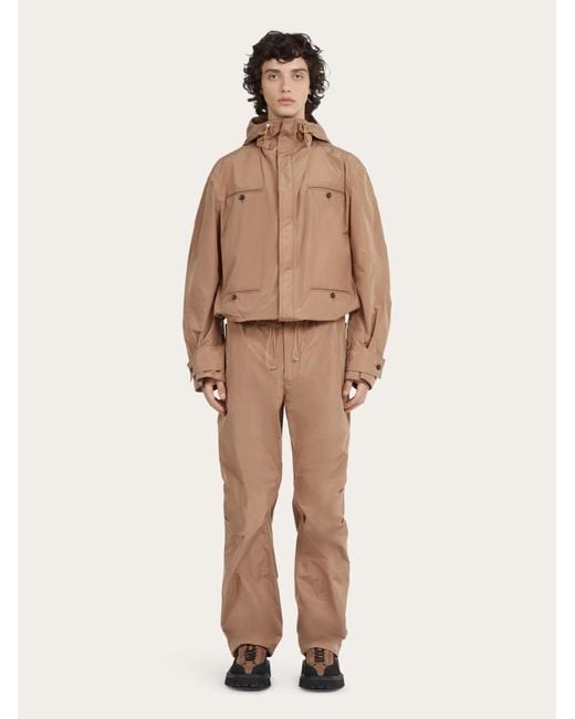 Ferragamo Brown Ferragamo Drawstring Zip-Up Jacket for men