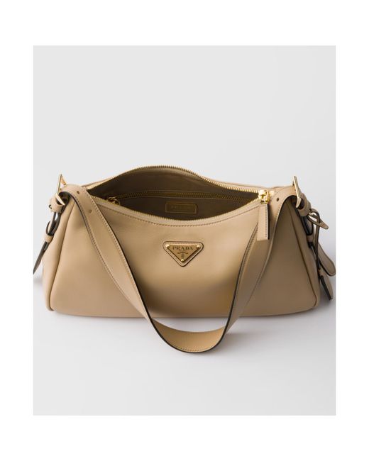 Prada Natural Aimée Medium Leather Shoulder Bag