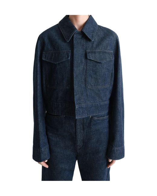 Lemaire Blue Long Sleeved Cropped Jacket
