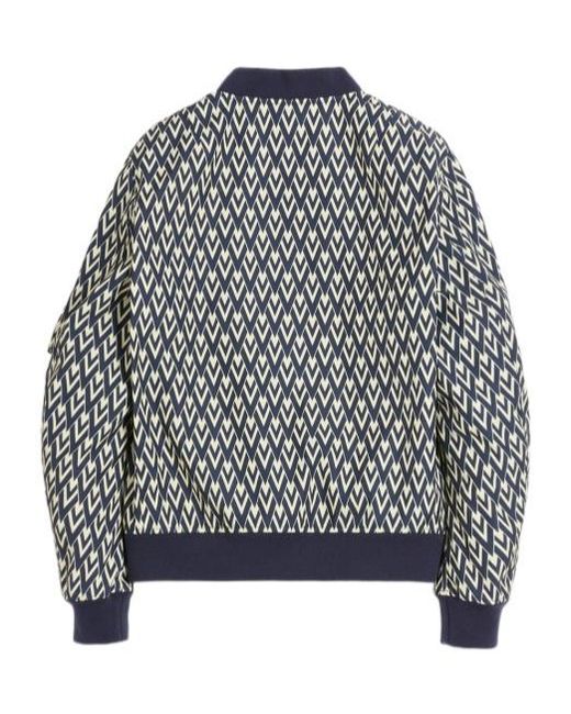 Valentino Gray Nylon Bomber Jacket With Toute La V Print for men