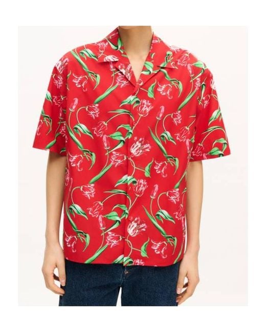 KENZO Red Short Sleeve Button Fastening Shirt for men