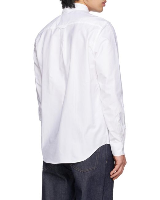 Maison Kitsuné White Fox-Patch Long-Sleeve Shirt for men