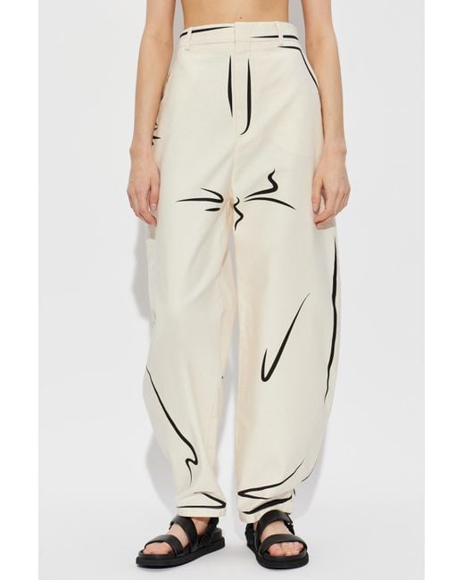 Moschino White High Rise Sketch-Print Pants