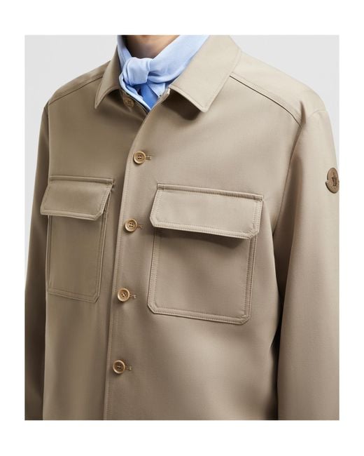 Moncler Natural Wool Gabardine Long Sleeve Shirt for men