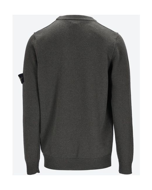 Stone Island Gray Logo Patch Crewneck Jumper for men