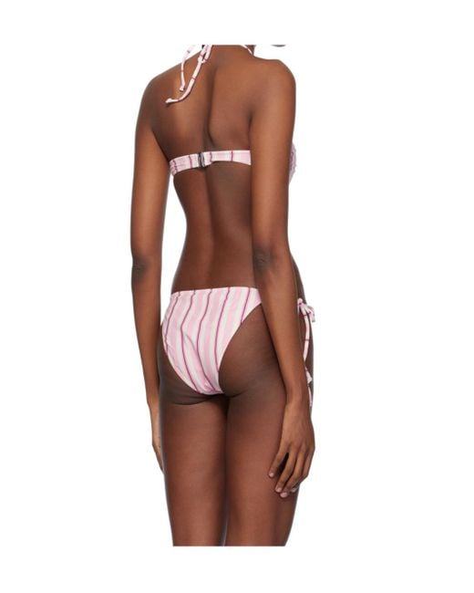 Ganni Brown Striped Bikini Top