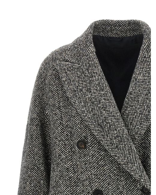 Brunello Cucinelli Gray Monili Dazzling Chevron Coat