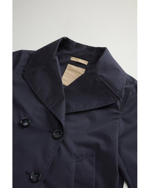 Woolrich Blue Double Brested Long Sleeved Peacoat