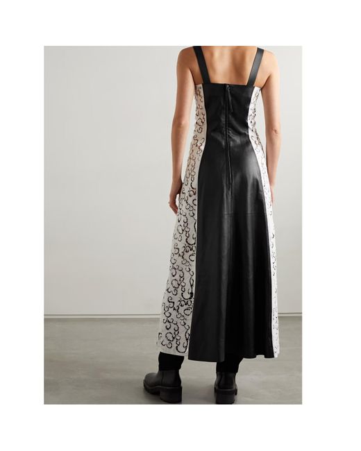 Gabriela Hearst Black Abami Patchwork Lace Pattern Maxi Dress